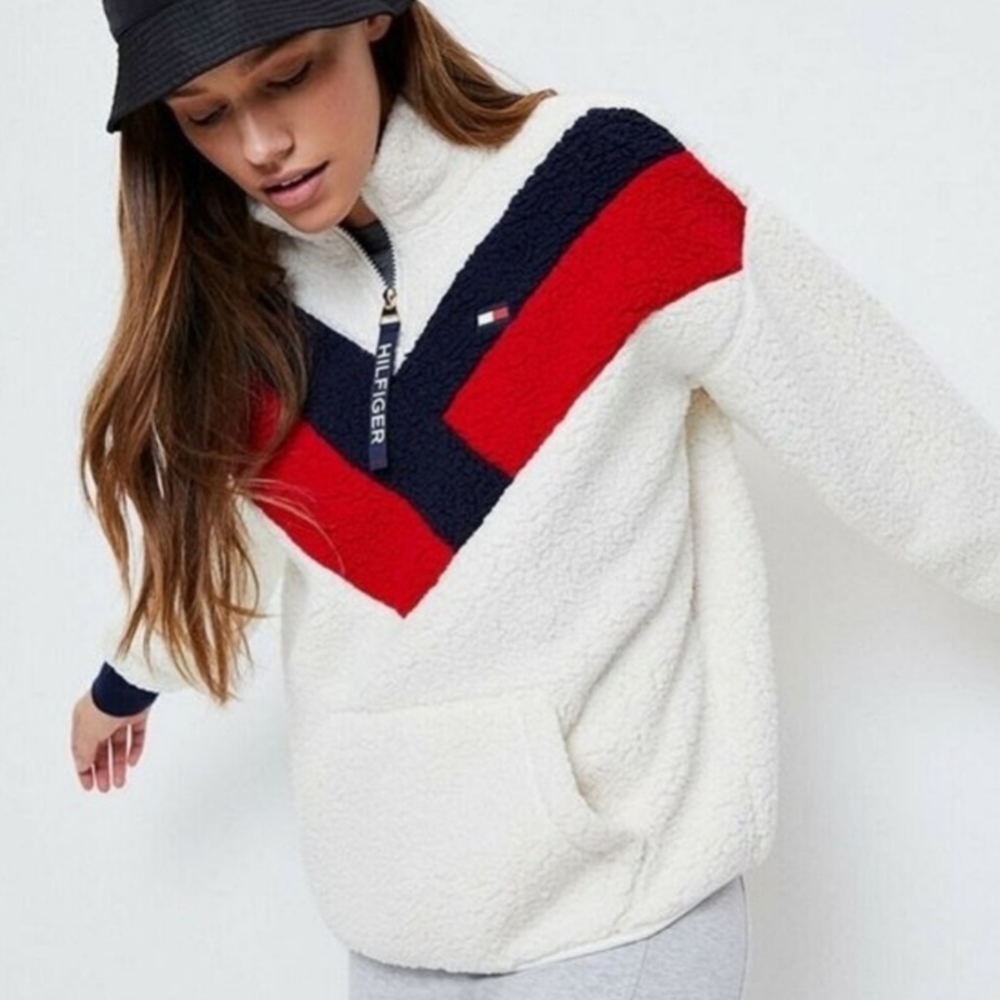 Tommy Hilfiger Chevron 1/4-Zip Sherpa Sweater - Picture 2 of 9